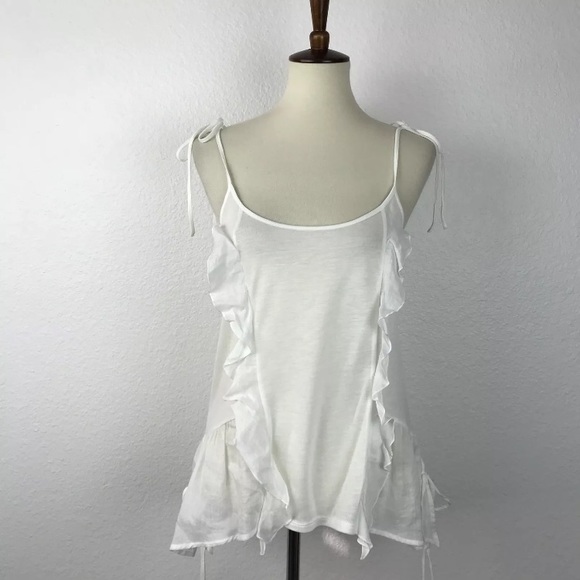 Chelsea28 Tops - Chelsea28 Ivory Ruffled Tank Top T156